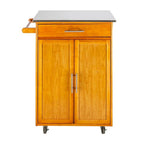 Moveable Kitchen Cart with Stainless Steel Table Top & One Drawer & One Cabinet Sapele - (28.74 x 18.90 x 35.04)