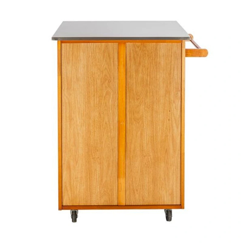 Moveable Kitchen Cart with Stainless Steel Table Top & One Drawer & One Cabinet Sapele - (28.74 x 18.90 x 35.04)