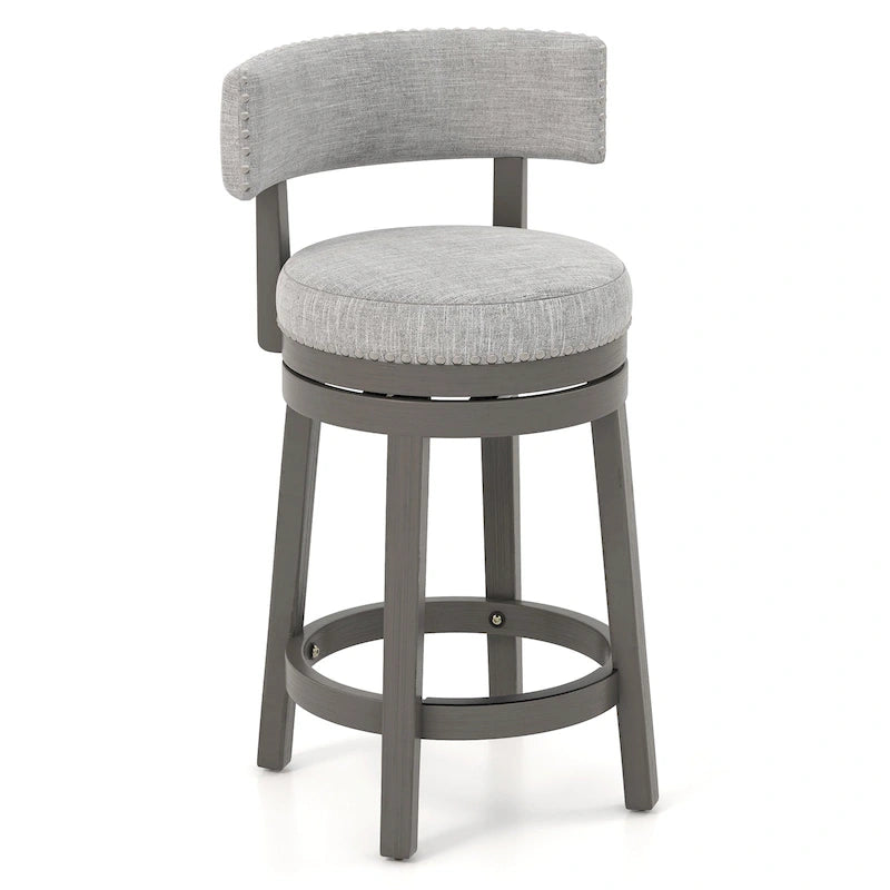 Swivel Bar Stool - Gray Upholstered - 27" or 31" Height