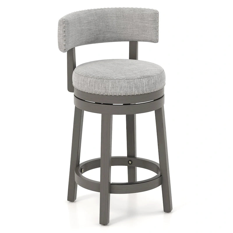 Swivel Bar Stool - Gray Upholstered - 27" or 31" Height