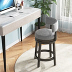 Swivel Bar Stool - Gray Upholstered - 27" or 31" Height