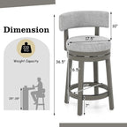 Swivel Bar Stool - Gray Upholstered - 27" or 31" Height