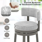 Swivel Bar Stool - Gray Upholstered - 27" or 31" Height