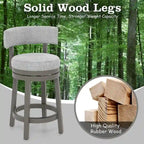Swivel Bar Stool - Gray Upholstered - 27" or 31" Height