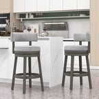 Swivel Bar Stool - Gray Upholstered - 27" or 31" Height