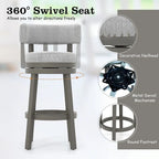 Swivel Bar Stool - Gray Upholstered - 27" or 31" Height