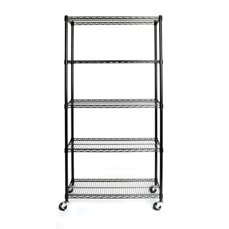 5-Tier NSF-Certified Steel Wire Shelving with Wheels Black - (35.43 x 17.72 x 70.87)