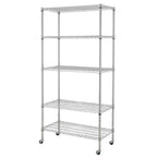 5-Tier NSF-Certified Steel Wire Shelving with Wheels Black - (35.43 x 17.72 x 70.87)