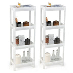 2 Packs 4-Tier Detachable Slim Storage Cart with Drainage Holes for Small Space-White - 14 x 9 x 39 (L x W x H)