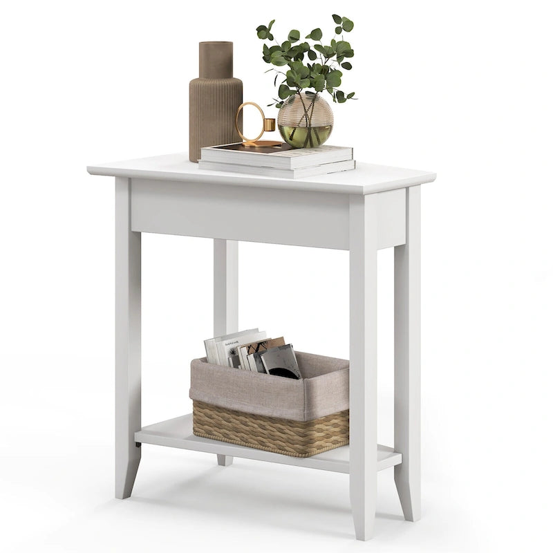 Gymax 2-Tier End Table Irregular Narrow Sofa Side Nightstand w/