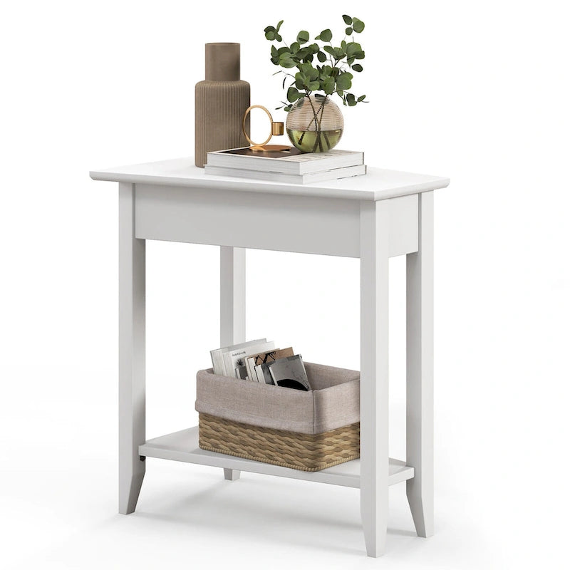 Gymax 2-Tier End Table Irregular Narrow Sofa Side Nightstand w/