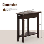 Gymax 2-Tier End Table Irregular Narrow Sofa Side Nightstand w/