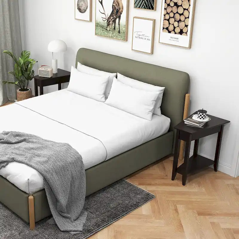 Gymax 2-Tier End Table Irregular Narrow Sofa Side Nightstand w/