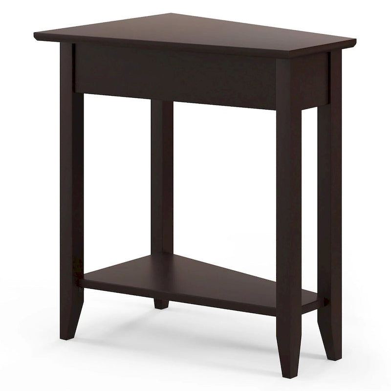 Gymax 2-Tier End Table Irregular Narrow Sofa Side Nightstand w/