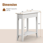 Gymax 2-Tier End Table Irregular Narrow Sofa Side Nightstand w/