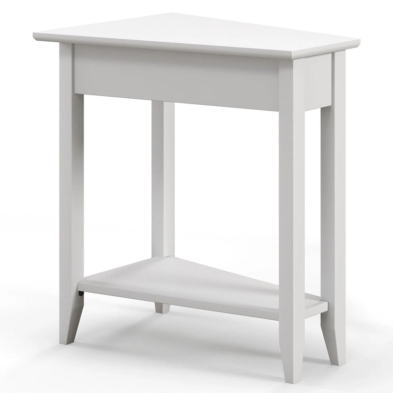 Gymax 2-Tier End Table Irregular Narrow Sofa Side Nightstand w/