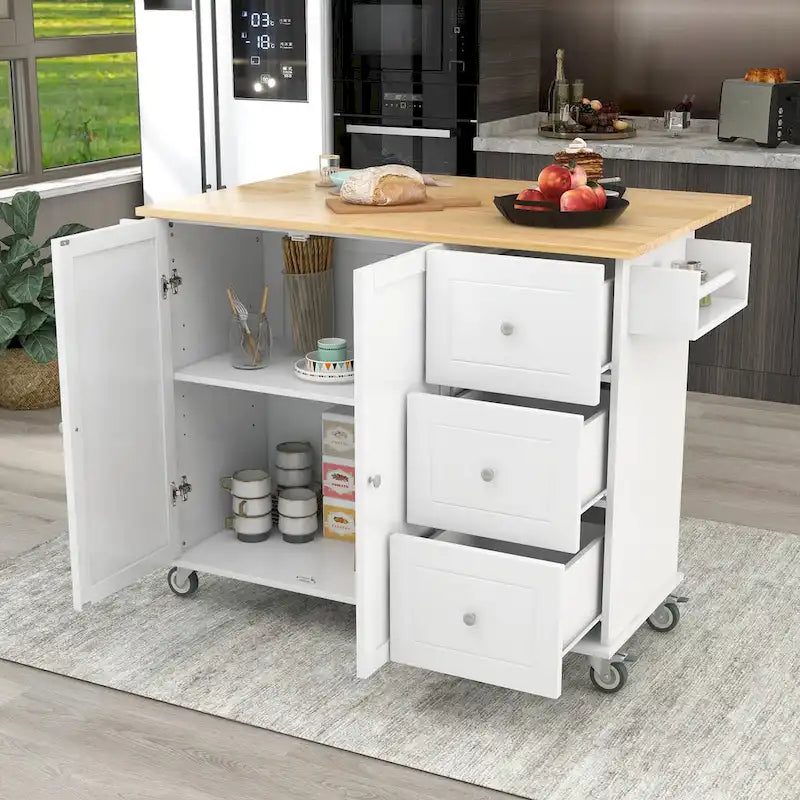 Multifunctional Kitchen Cart with Spice Rack and Adjustable Shelves
