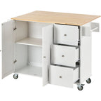 Multifunctional Kitchen Cart with Spice Rack and Adjustable Shelves