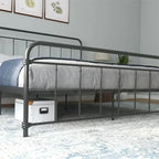 Vintage Black Metal Platform Bed Frame with Headboard and Footboard