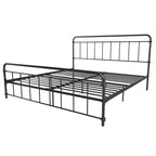 Vintage Black Metal Platform Bed Frame with Headboard and Footboard