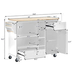 Kitchen Island Cart with Wood Top and Open Storage Microwave Oven Cabinet