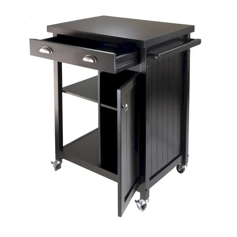 Timber Kitchen Cart, Black - 27.76 x 19.37 x 34.02 inches