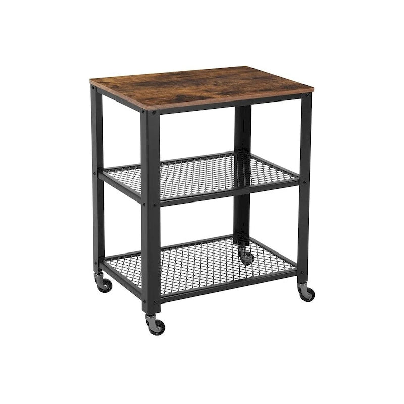 30.6H Serving Cart with 4 Casters and Adjustable Feet, Steel Frame Ideal for Kitchen or Any Room Use - 15.7D x 23.6W x 30.6H