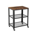 30.6H Serving Cart with 4 Casters and Adjustable Feet, Steel Frame Ideal for Kitchen or Any Room Use - 15.7D x 23.6W x 30.6H