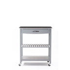 38 Inch 2 Tier Kitchen Cart Island, Shelf, Steel Top, Lock Casters, Gray - 19L x 30.5W x 35.75H