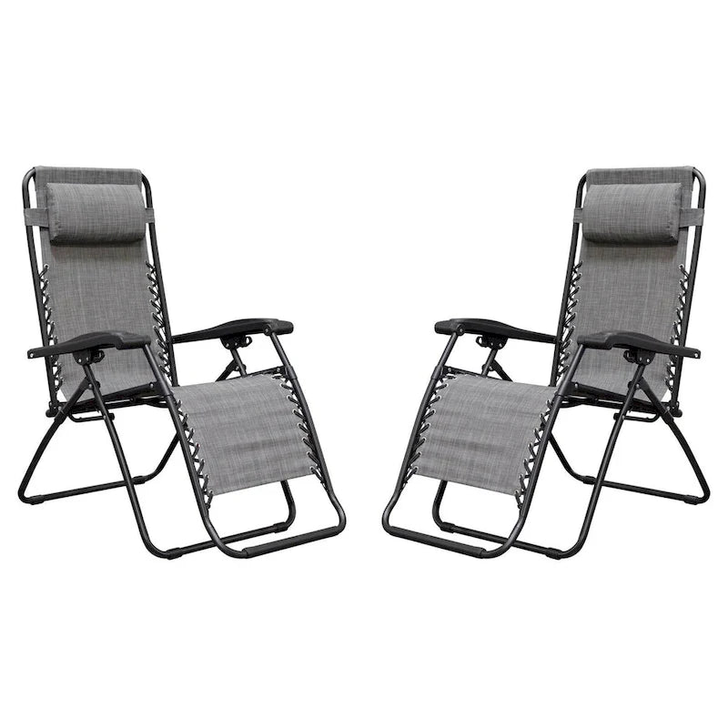  Infinity Zero Gravity Steel Frame Patio Deck Chair, Grey (Pair) - 22