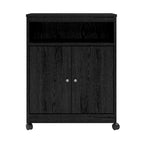 Black Utility Cart / Kitchen Microwave Cart with Casters - 14.7 x 23.6 x 30.3