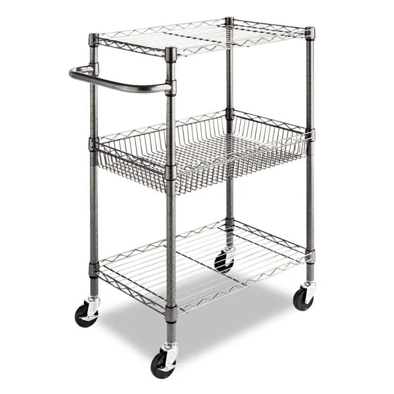 3-Tier Metal Kitchen Cart / Utility Cart with Adjustable Shelves and Casters - 28 x 16 x 39 inches