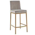 Set of 2 Gray and Gold Contemporary Upholstery Counter Chairs 37.5
