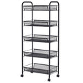 5 Tier Storage Rack Trolley Cart With Four 360 Degree Swivel Wheels - 17.5 x 10.5 x 41 (L x W x H)