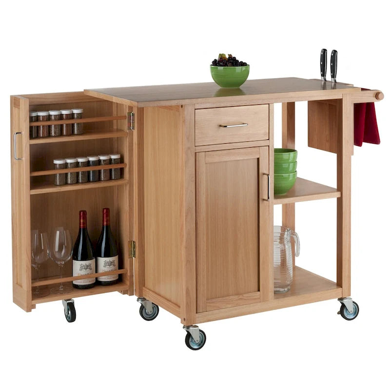 Douglas Utility Kitchen Cart, Natural - 42.52 x 18.98 x 35.63 inches
