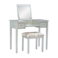 36 Silver Solid Vanity Set with Mirror and Upholstered Stool