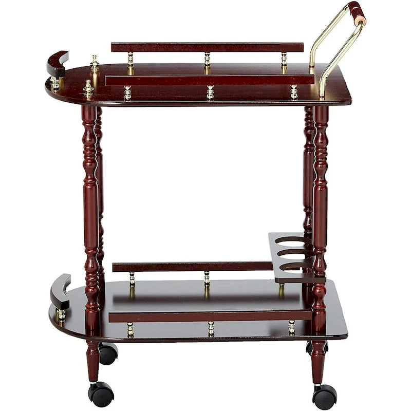 2-Tier Serving Cart, Brown - 31.25 H x 24.75 W x 15.75 L Inches