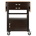 Bellini Drop Leaf Kitchen Cart, Coffee and Natural - 43.23 x 20.08 x 33.54 inches