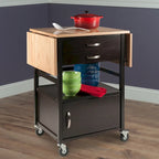Bellini Drop Leaf Kitchen Cart, Coffee and Natural - 43.23 x 20.08 x 33.54 inches