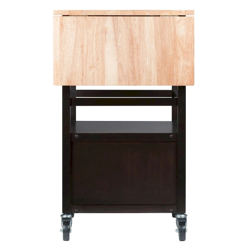 Bellini Drop Leaf Kitchen Cart, Coffee and Natural - 43.23 x 20.08 x 33.54 inches