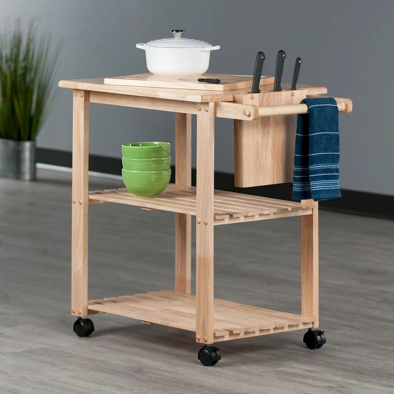 Mario Utility Kitchen Cart, Natural - 33.19 x 20.47 x 31.93 inches