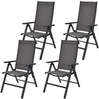 4PCS Patio Folding Dining Chairs Aluminium Adjustable Back - See details