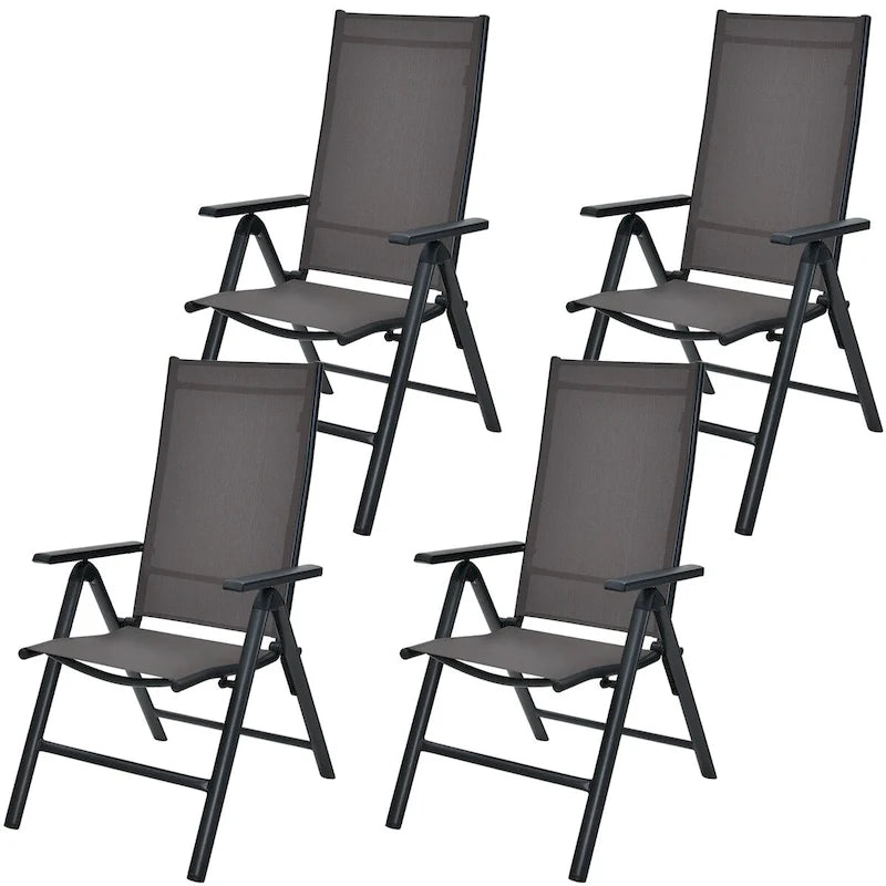 4PCS Patio Folding Dining Chairs Aluminium Adjustable Back - See details