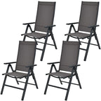  4PCS Patio Folding Dining Chairs Aluminium Adjustable Back - See details