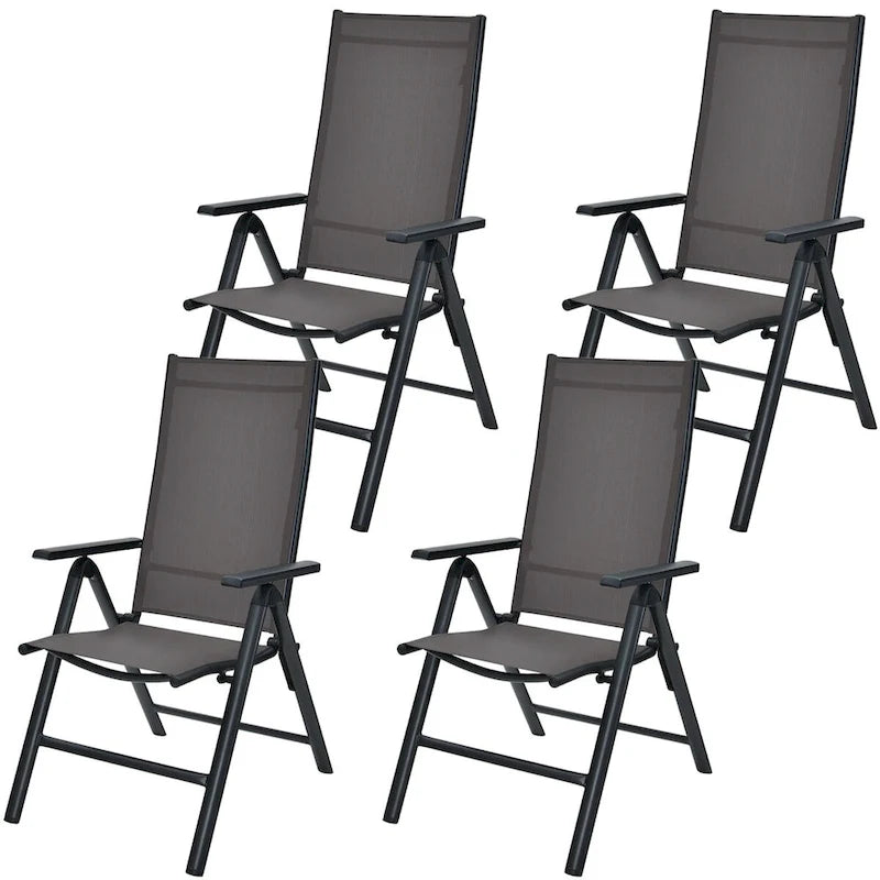  4PCS Patio Folding Dining Chairs Aluminium Adjustable Back - See details