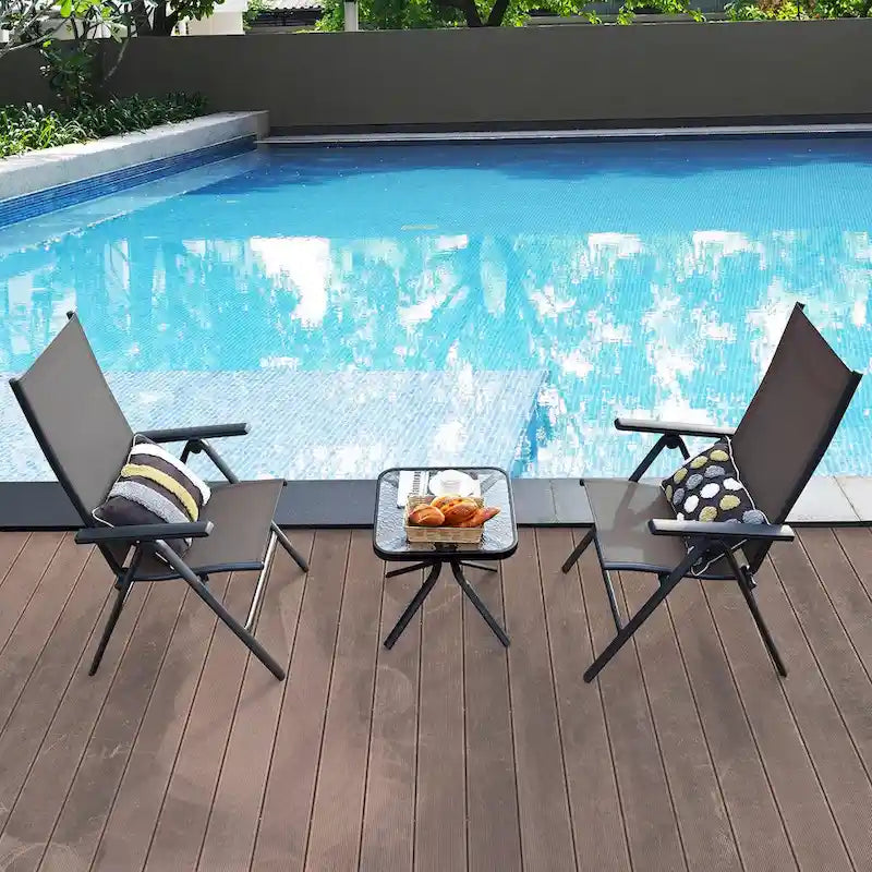 4PCS Patio Folding Dining Chairs Aluminium Adjustable Back - See details