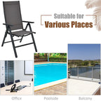 4PCS Patio Folding Dining Chairs Aluminium Adjustable Back - See details