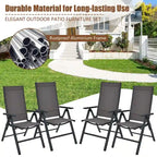 4PCS Patio Folding Dining Chairs Aluminium Adjustable Back - See details