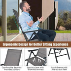 4PCS Patio Folding Dining Chairs Aluminium Adjustable Back - See details