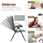 4PCS Patio Folding Dining Chairs Aluminium Adjustable Back - See details